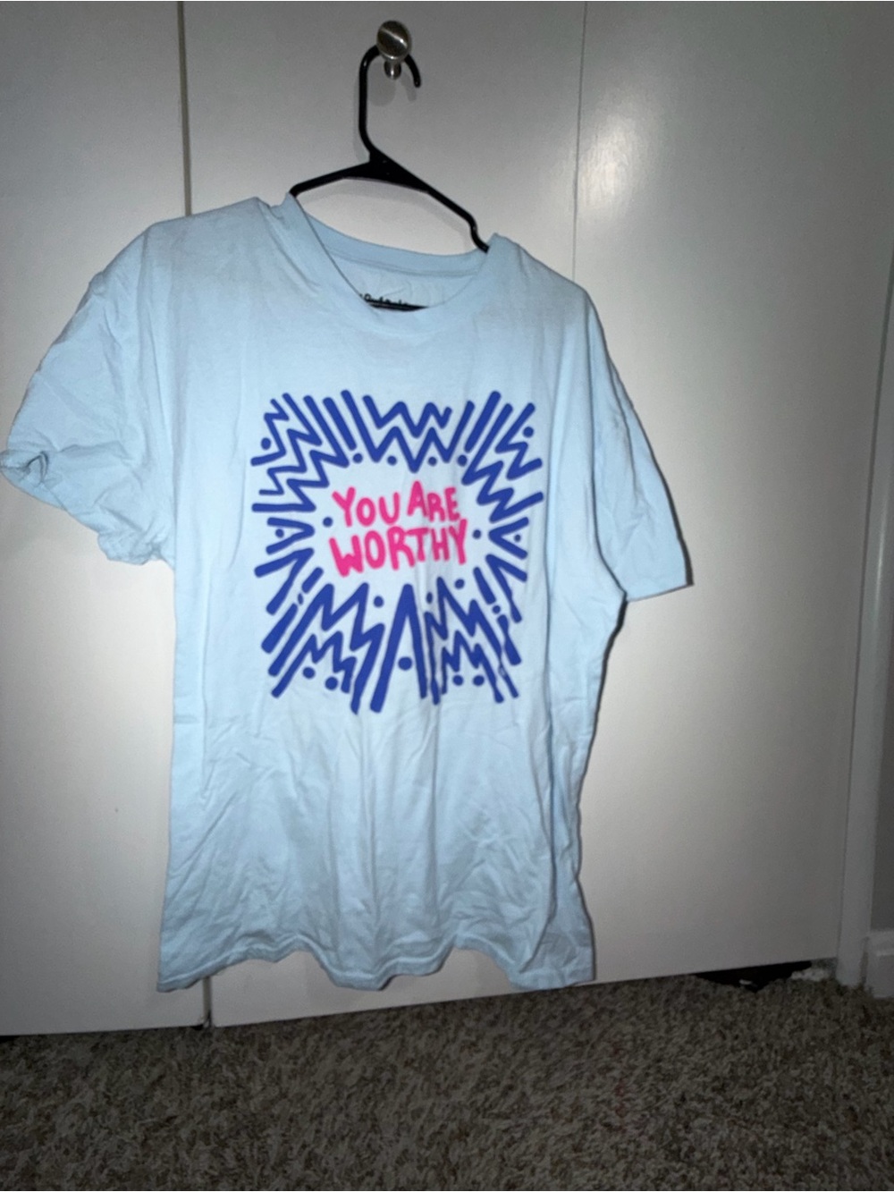 Light Blue Kids Tee with "You Are Worthy" Graphic